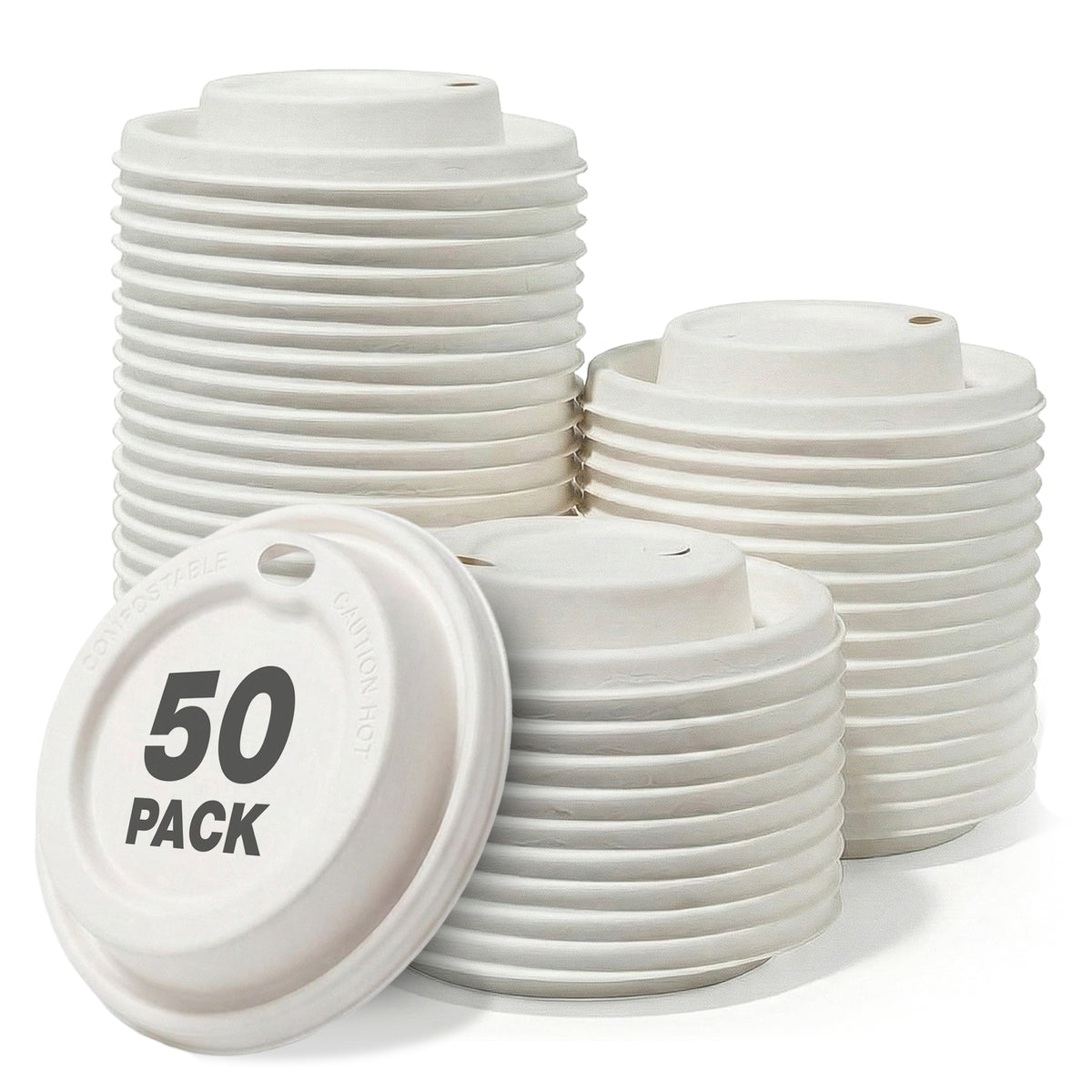 Compostable Coffee Lid – Eco-Friendly, Plastic-Free 12oz Top 50 Lids