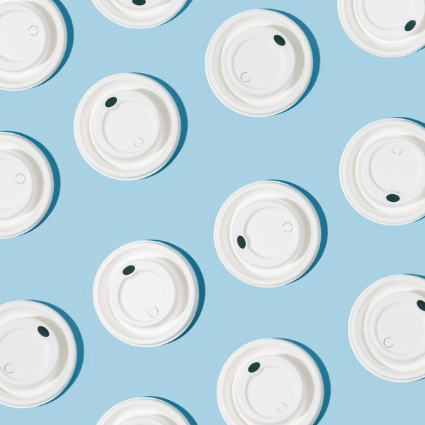Top view of a compostable coffee lid for disposable cups
