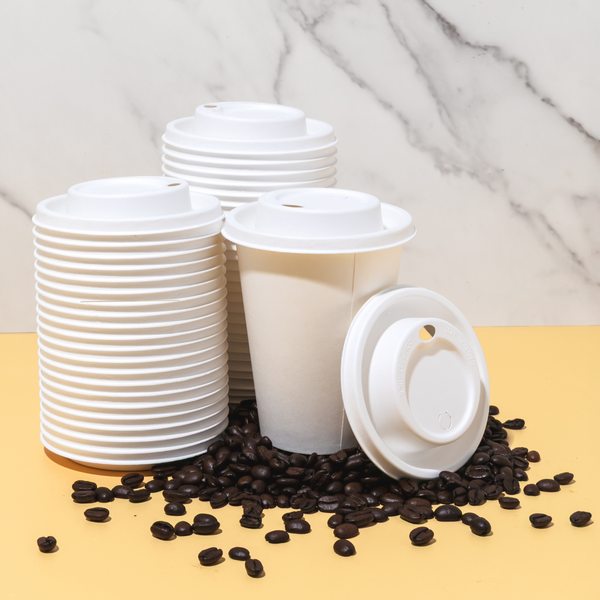 Biodegradable coffee cup lid for sustainable takeaway service