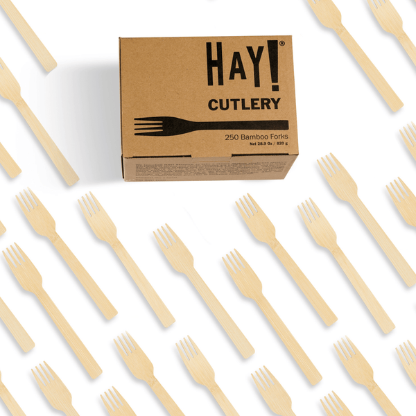 Hay Straws Bamboo Cutlery, unwrapped bamboo cutlery fork 250 piece pack