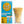 Hay Straws compostable straws packaging box next to a clear glass cup filled with natural reed stem straws, on a white background. Standard reed 6