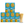 Six blue and yellow Hay! Straws compostable straws boxes arranged in two rows, with a clear glass cup filled with the light tan reed stem straws in front on a white background. Standard 8