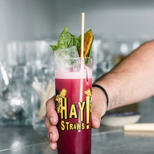 HAY compostable Tall Straws 7.75”, perfect for highball cocktails, juices, iced coffee, soda cans or bottles. Like all our straws they are 100% biodegradable and home compostable. Available in wholesale quantities, and in home packs of 50, 100 and 500 str