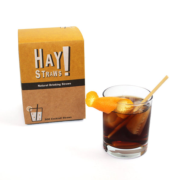 Cocktail straws - 100 Pack, 5inch Original® Hay Straws. 100% biodegradable and compostable drinking straws, made from natural wheat stems. Perfect for cold or hot drinks, HAY! drinking straws never get soggy, they stay sturdy in hot and cold drinks.