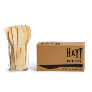 Hay Straws Bamboo Cutlery, unwrapped bamboo cutlery knife 250 pack