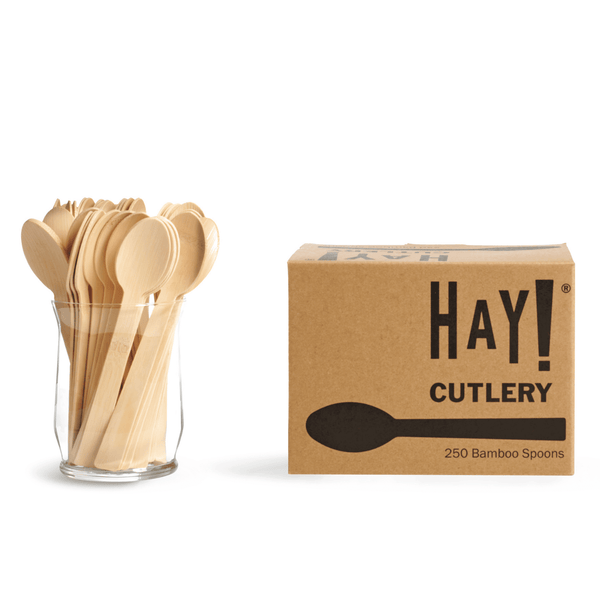 Hay Straws Bamboo Cutlery, unwrapped bamboo cutlery spoon