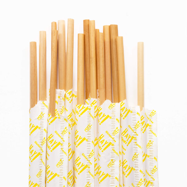 Say no to plastic straws, choose our natural, strong hay straws. HAY! Straws® individually wrapped in a paper sleeve for convenience and hygiene. Full Case-3000, size Tall- 7.75 in, individually wrapped straws. Contains 6 x 500 pack boxes.