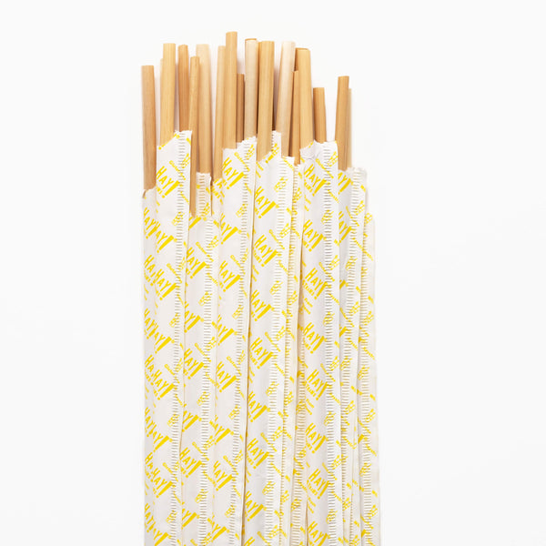 HAY! Straws® individually wrapped in a paper sleeve for convenience and hygiene. Full Case-3000, size Tall- 7.75 in, individually wrapped straws. Contains 6 x 500 pack boxes.